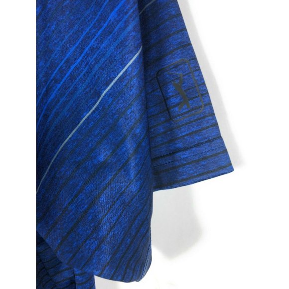 PGA Tour Men's Polo Large Blue Short Sleeve Button Polyester Adult Shirt A13 - Picture 3 of 4